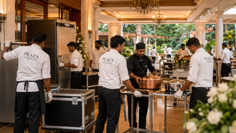 top wedding caterers in kerala setting up the venue