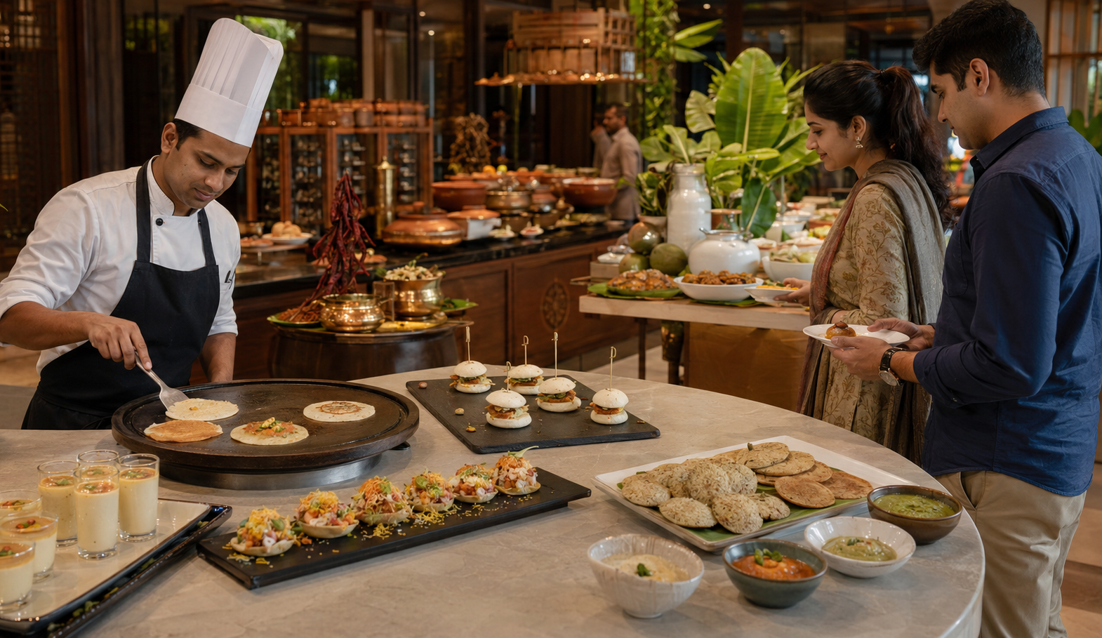 Modern food counter by the best catering service in Chennai.
