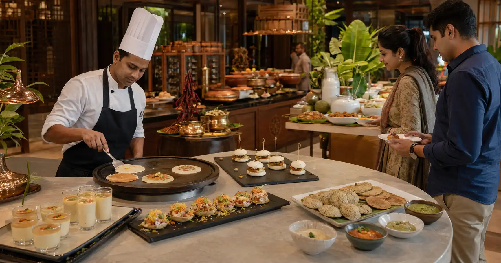Modern food counter by the best catering service in Chennai.
